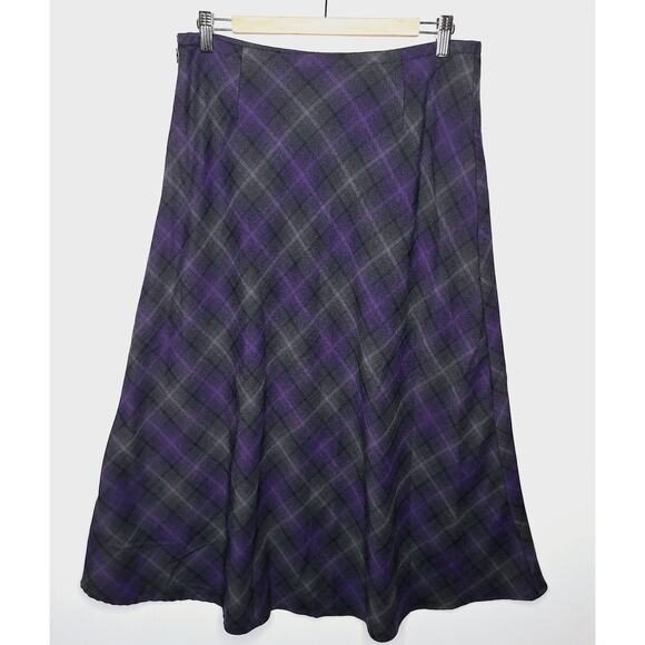 Vintage Y2K Plaid Maxi Skirt Dark Academia Goth 8 Purple Grunge Croft & Barrow - Picture 10 of 10